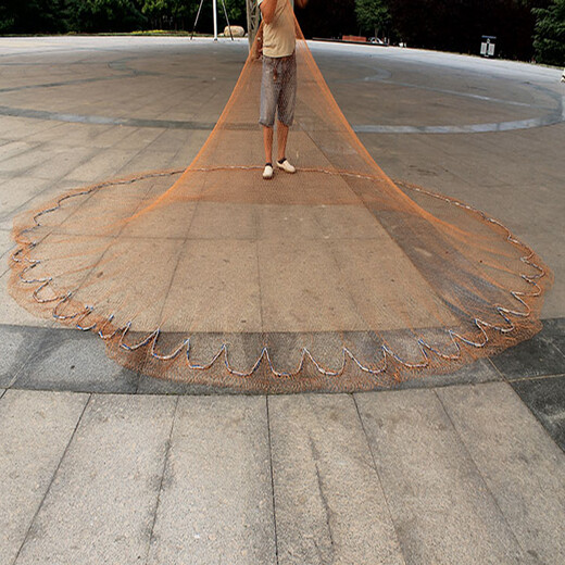 St. Ruian's old-fashioned hand-thrown traditional hand-thrown net tire line catching fishing net rotating net throwing net tire line-lead pendant 1 finger diameter 5.8 meters