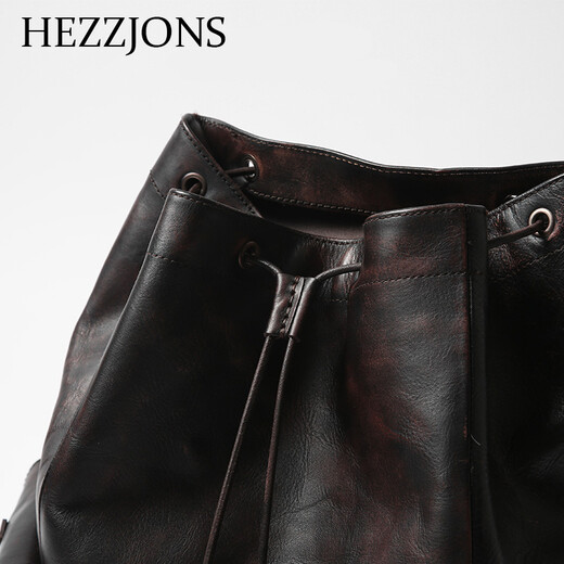 赫泽琼斯真牛皮双肩包进口意大利旅行包时尚潮流软皮双肩行李包英伦背包 咖啡色进口意大利牛皮