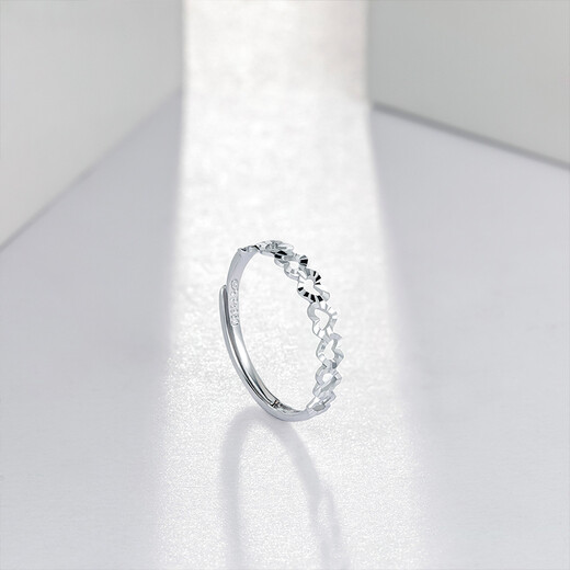 Saturday Fortune (ZLF) PT950 platinum ring for women, shiny hollow love ring for girlfriend, size 13-1.24g