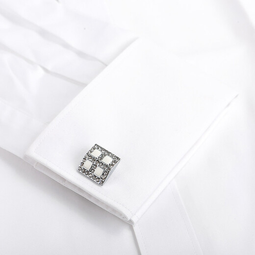 Menuobai Chemise française à manches longues pour hommes, coupe ajustée, sans repassage, boutons de manchette, robe d'affaires formelle, robe de marié de mariage, chemise blanche 39 yards (115-130Jin Jin équivaut à 0,5 kg)