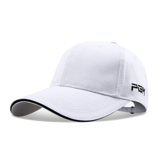 PGM Golf Hat Men's Ball Cap Summer Outdoor Sunscreen Ball Cap Breathable Cotton MZ018-White (Embroidered Front)
