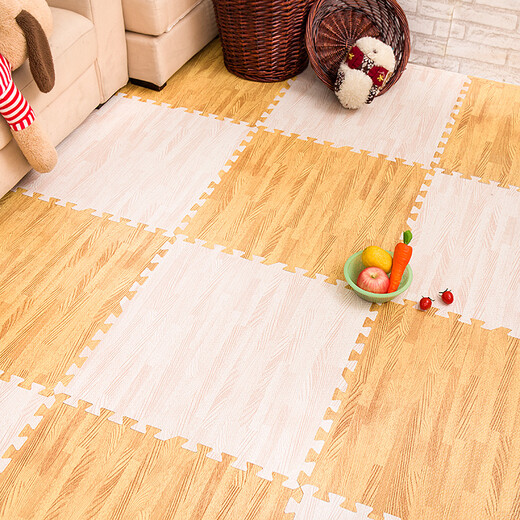 Zhengba splicing carpet suede foam puzzle carpet non-slip thickened living room foyer children's bedroom bedside splicing carpet tatami wood grain mat-white wood grain 30*30cm