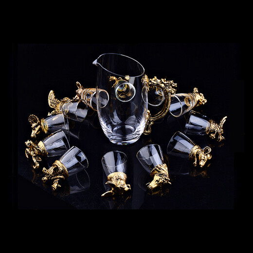 12 zodiac wine glasses, wine utensils & wine utensils for elders, leaders, friends, husbands, teachers, birthdays, customer gifts, custom gifts for fathers, Dragon Boat Festival, Mid-Autumn Festival, teachers, New Year and Spring Festival, company corporate gifts, 12 zodiac cups & wine dividers, customized gift boxes (gold)