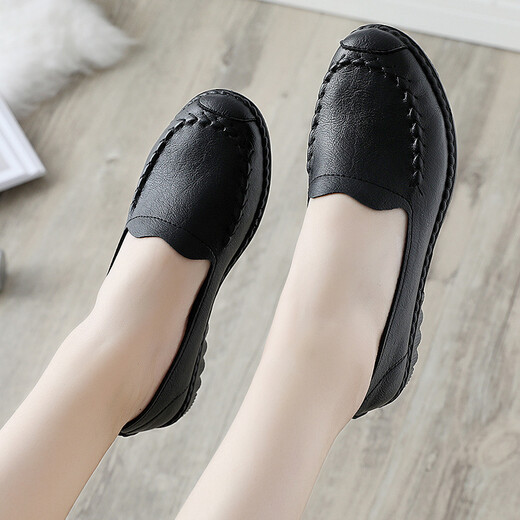 Han Xuefei (HanxueFeizi) Frühlings- und Herbst-Mutter-Schuhe Single Schuhe Lederschuhe Weiche Sohle bequem