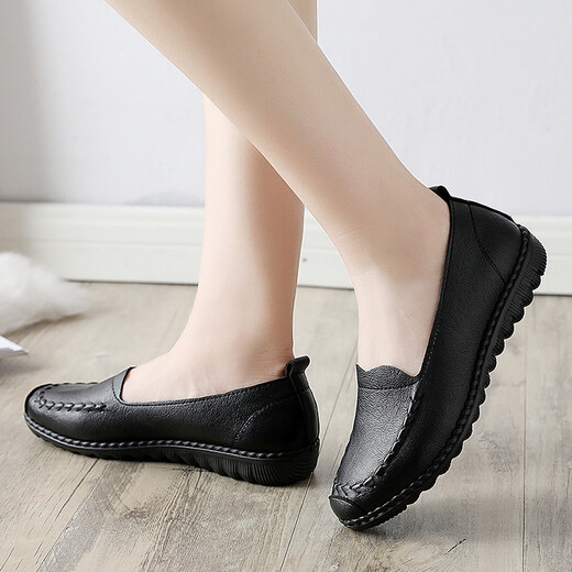 Han Xuefei (HanxueFeizi) Frühlings- und Herbst-Mutter-Schuhe Single Schuhe Lederschuhe Weiche Sohle bequem