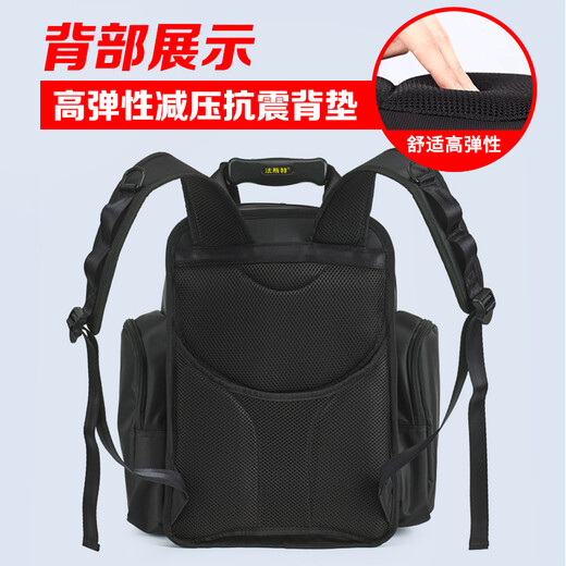 FASITE Backpack Tool Bag Large Thick Canvas Wear-Resistant Multifunctional Repair Backpack Black Unprinted