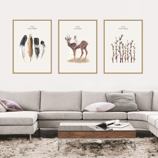 Reputation decorative painting can be customized modern simple triptych wall sofa background wall mural Nordic hanging painting Nordic restaurant decoration painting 40*60 Yalu