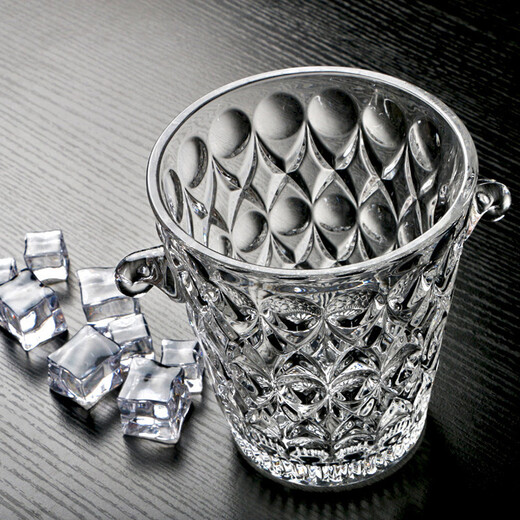 Xiangxing modern creative large crystal glass bar KTV home outdoor picnic basket champagne fruit wine ice bucket single Aobo carved ice bucket with ice clip