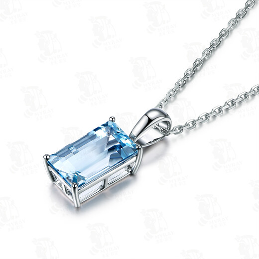 Millai Natural Colored Treasure 3.8 carat Aquamarine Pendant 18K Gold Colored Gemstone Women's Birthday Wedding Wife Gift Not Included Chain Necklace Can Be Customized