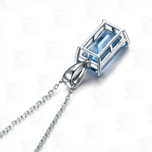 Millai Natural Colored Treasure 3.8 carat Aquamarine Pendant 18K Gold Colored Gemstone Women's Birthday Wedding Wife Gift Not Included Chain Necklace Can Be Customized