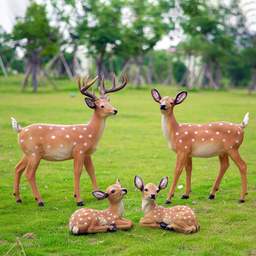 Hongri Guanghui courtyard outdoor garden forest animal decorations resin fiberglass simulated sika deer sculpture ornaments No. 1 deer pair