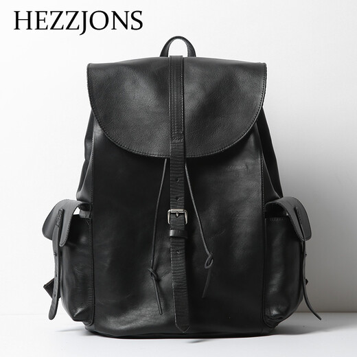 赫泽琼斯真牛皮双肩包进口意大利旅行包时尚潮流软皮双肩行李包英伦背包 咖啡色进口意大利牛皮