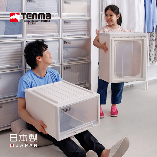 TENMA Japan imported drawer storage box wardrobe clothes sorting box storage box storage box stackable combination cabinet F3923 khaki (39*53*23cm) single package (original imported from Japan)