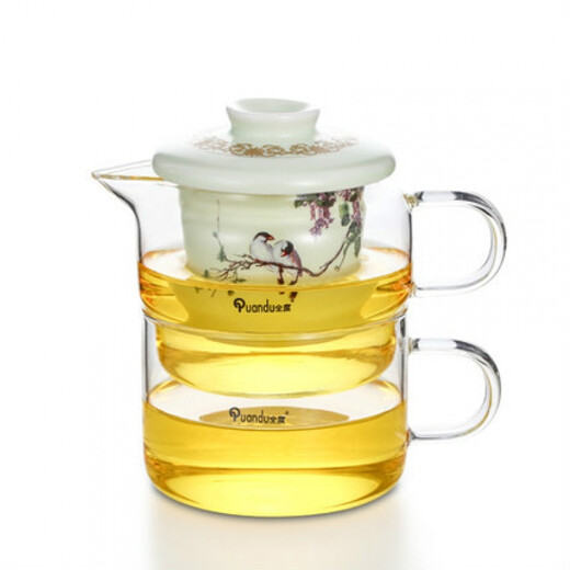 Full glass cup, one pot, one cup, household transparent ceramic filter tea cup with handle for drinking water, simple tea set, design and color MO11A