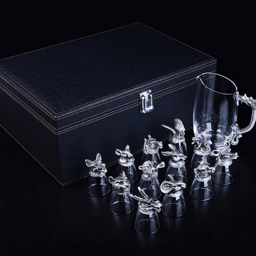 12 zodiac wine glasses, wine utensils & wine utensils for elders, leaders, friends, husbands, teachers, birthdays, customer gifts, custom gifts for fathers, Dragon Boat Festival, Mid-Autumn Festival, teachers, New Year and Spring Festival, company corporate gifts, 12 zodiac cups & wine dividers, customized gift boxes (gold)