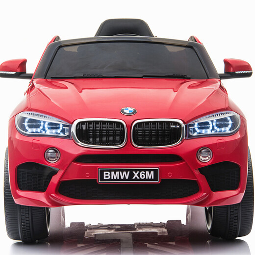 Berejia BMW children's electric car four-wheel with remote control swing off-road vehicle can sit on baby children's toys rechargeable car luxury red + soft wheel leather seat + remote control swing + seat adjustment + music Bluetooth