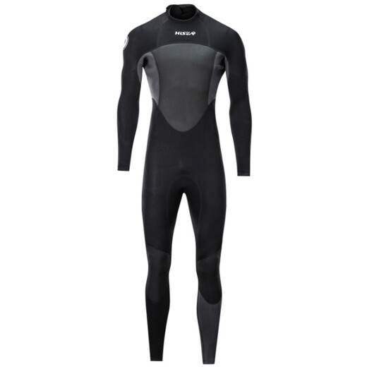 HiSEA new men's warm one-piece swimsuit thick wetsuit 1.5MM long-sleeved cold-proof waterproof mother-in-law swimming surfing suit black XL