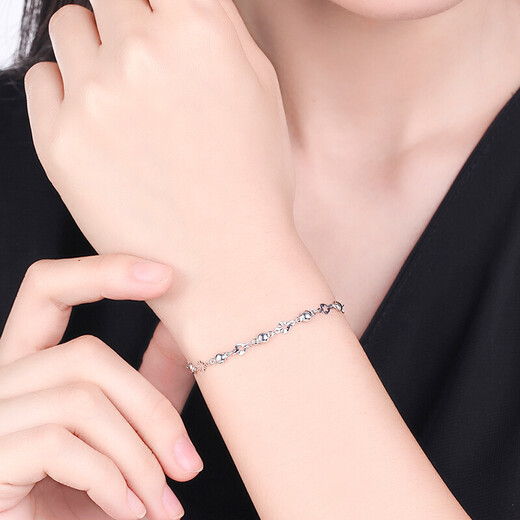 Saturday Fortune (ZLF) PT950 platinum bracelet for women, fashionable and versatile love flower piece beaded platinum bracelet 16cm + tail chain 2cm -4.09g