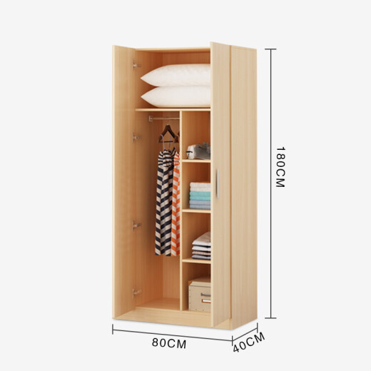 Shuangjian modern simple double door large capacity wardrobe storage cabinet storage cabinet 80*40*180cm wood grain color SJ-880