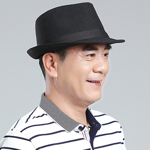 BILLSURF Woolen Hat Men's Autumn and Winter Matching Hat Middle-aged and Elderly Casual Jazz Hat Dad Black British Hat Men's Flat Ribbon-Gray One Size 56-58
