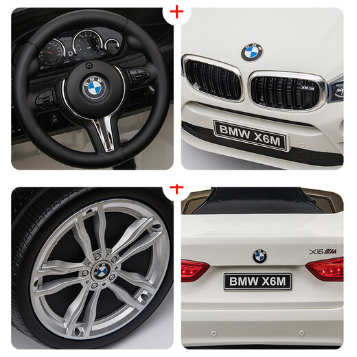 Berejia BMW children's electric car four-wheel with remote control swing off-road vehicle can sit on baby children's toys rechargeable car luxury red + soft wheel leather seat + remote control swing + seat adjustment + music Bluetooth