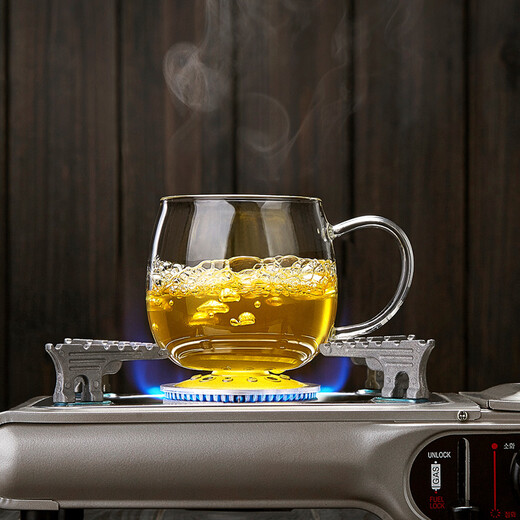 Mesni tea cup glass tea water separate cup tea set floral tea cup thickened heat-resistant glass water cup home office tea cup Big Bee (thickened version) 450 ml