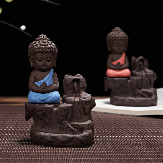 Yuxuan tea pet backflow incense burner creative purple sand little Tathagata monk high mountain incense line incense burner ceramic incense path office high mountain flowing water little Tathagata (Tianlan)