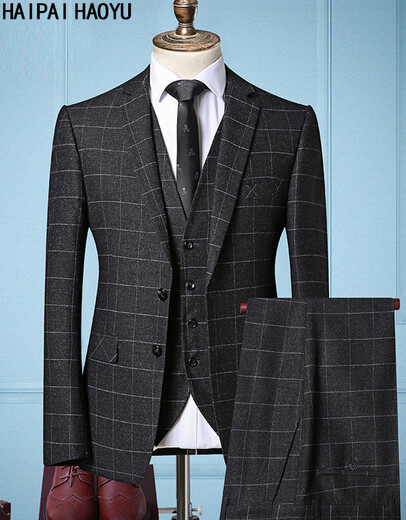 Haipaihaoyu Suit Men Gentleman Slim Business Formal Wear Traje gris oscuro Entrevista de traje profesional Vestido de novia 9911 Dark Grey 4xl (190)