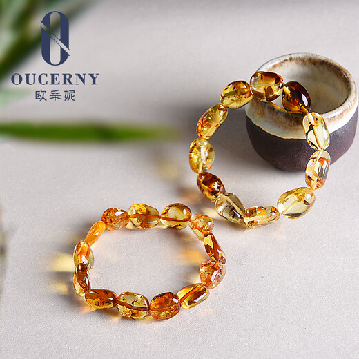 OUCERNY Beeswax Amber Bracelet Natural Baltic Sea Shape Amber Beeswax Amber Bracelet Women's Style Certificate A4995