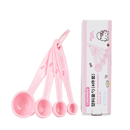 Learning Kitchen Measuring Spoon Kitchen Graduation Scale Measuring Spoon Baking Household Controlled Salt Spoon KT Cat Plastic Spoon 4-piece Set