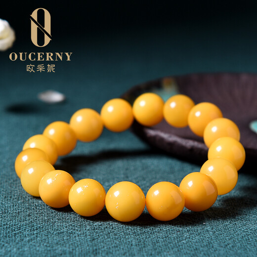 Ouchini Beeswax Bracelet Old Amber Beeswax Bracelet Men's and Women's Natural Beeswax Bracelet Men's Approximately 11mm