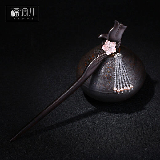 Fu Tiao'er white crystal pearl handmade tassel hairpin for women Hanfu ancient style cheongsam walking hairpin Valentine's Day niche gift 1