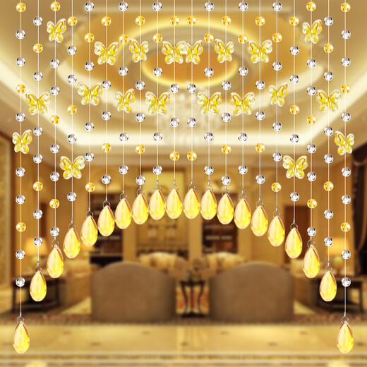 Xiangshangge crystal bead curtain butterfly hole-free partition porch aisle toilet toilet balcony living room bedroom door curtain hanging curtain 25 arc shapes