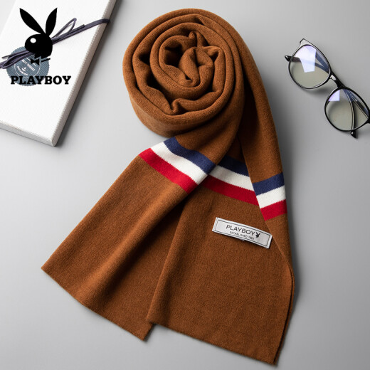 Playboy men's scarf winter wool high-end new business casual couple gift box birthday gift student neck warm scarf men's gift bag gift box gray camel [additional purchase enjoys priority delivery]