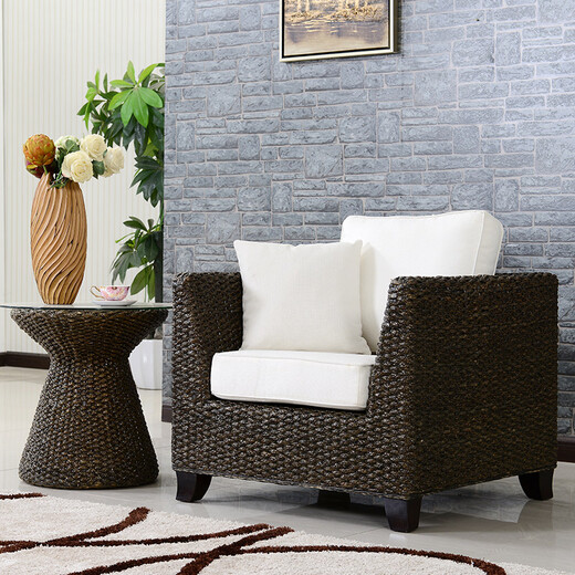 Zhongqing Teng Natural Rattan Sofa Handmade Southeast Asian Style Furniture Rattan Sofa Three-person Living Room Rattan Sofa Coffee Table Single