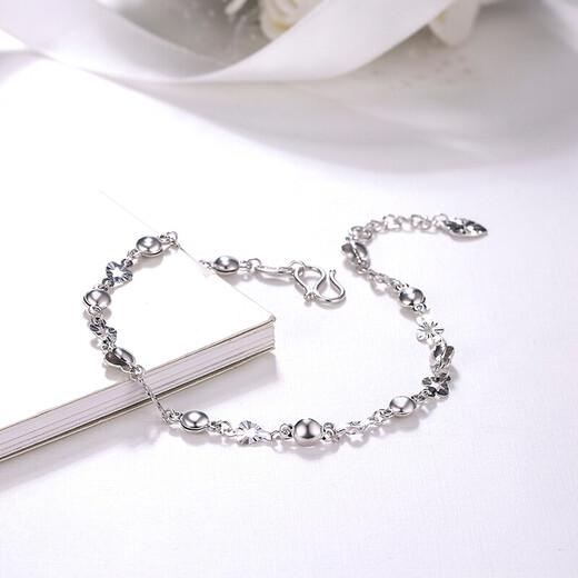 Saturday Fortune (ZLF) PT950 platinum bracelet for women, fashionable and versatile love flower piece beaded platinum bracelet 16cm + tail chain 2cm -4.09g
