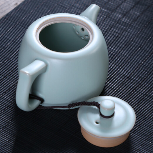 Xiangye Ru kiln teapot ceramic kung fu tea set well railing pot Ru porcelain set large filter household tea set can be opened and raised well railing pot 260ml