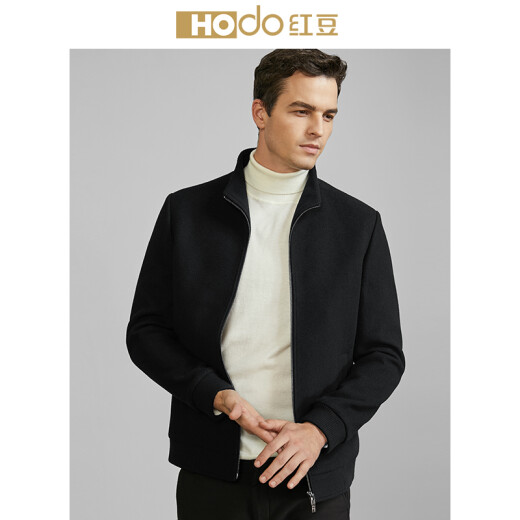 Hodo (Hodo) Men's Jacket Men's Jacket Men's Jacket Thickened Stand Collar Wool Blended Men's Woolen Jacket Lower S5 Black 180/96A
