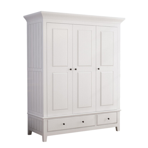 Duwo Furniture Wardrobe Wardrobe Two Doors Three Doors Solid Wood Simple European Pastoral White Bedroom Overall Large Wardrobe 3 Doors Wardrobe White