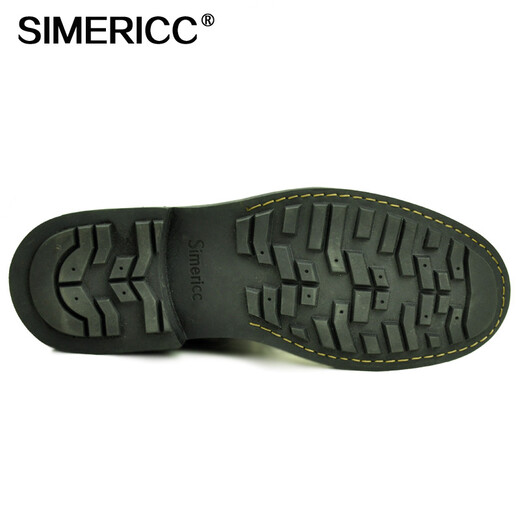 Simericc Full Leder Military Parade Stiefel, ein Fuß militärische Reitstiefel, Herren-Motorrad-Ritterstiefel, echte Lederstiefel 6629 Black 42 (260 mm)
