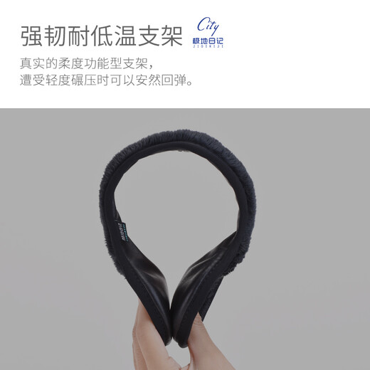 Polar Diary Sheepskin Warm Earmuffs Genuine Leather Ear Bags Men's Winter Men's and Women's Warm Earmuffs Folding Ear Warming Plush Earmuffs Men's Ear Warming Earmuffs Black JD Print