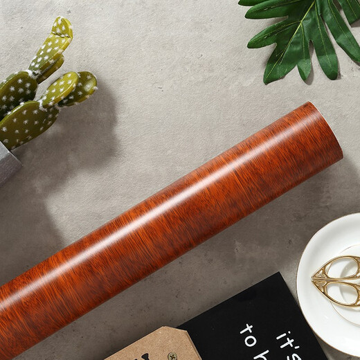 Fiber non-woven thickened wood grain stickers waterproof self-adhesive self-adhesive furniture renovation stickers color-changing Chinese brown imitation wood stickers Merbau wood 3 meters long * 0.4 meters wide