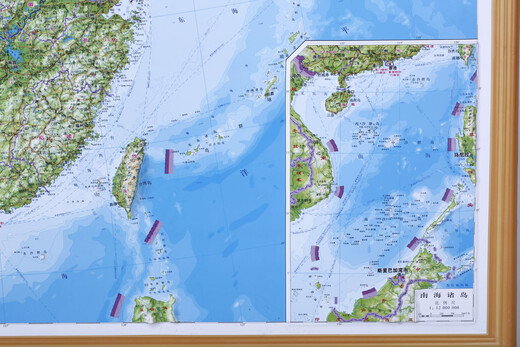 3D concave and convex three-dimensional China topographic map + world topographic map set (size 1.06m 0.74m) student map government affairs map office study decoration (set of 2 volumes)