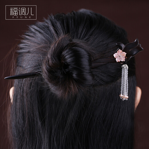 Fu Tiao'er white crystal pearl handmade tassel hairpin for women Hanfu ancient style cheongsam walking hairpin Valentine's Day niche gift 1
