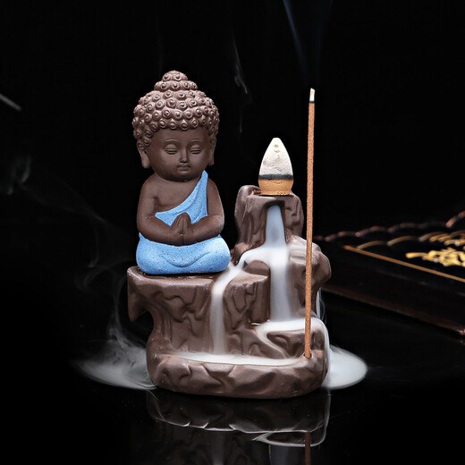Yuxuan tea pet backflow incense burner creative purple sand little Tathagata monk high mountain incense line incense burner ceramic incense path office high mountain flowing water little Tathagata (Tianlan)
