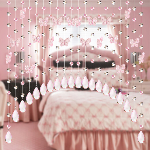 Xiangshangge crystal bead curtain butterfly hole-free partition porch aisle toilet toilet balcony living room bedroom door curtain hanging curtain 25 arc shapes