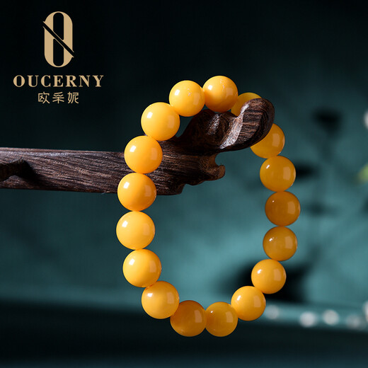 Ouchini Beeswax Bracelet Old Amber Beeswax Bracelet Men's and Women's Natural Beeswax Bracelet Men's Approximately 11mm