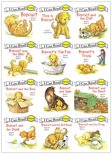 英文原版 My First I Can Read 小饼干狗系列 Biscuit Phonics Fun 12册盒装 自然拼读入门级 汪培珽早教图画绘本书 绿山墙