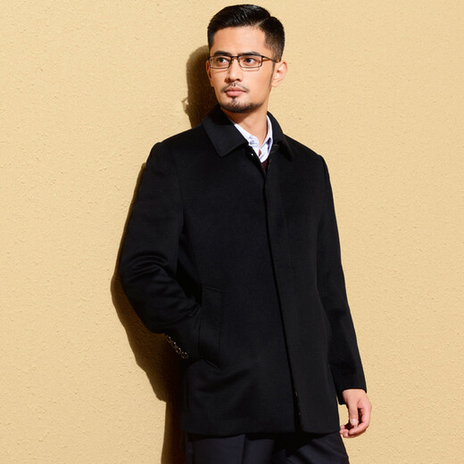 Manteau en laine en laine hongdu manteau en laine pour hommes en laine en laine moyen moyen d'âge moyen et âgé automne et hiver nouveau style noir jx9190 165/84S