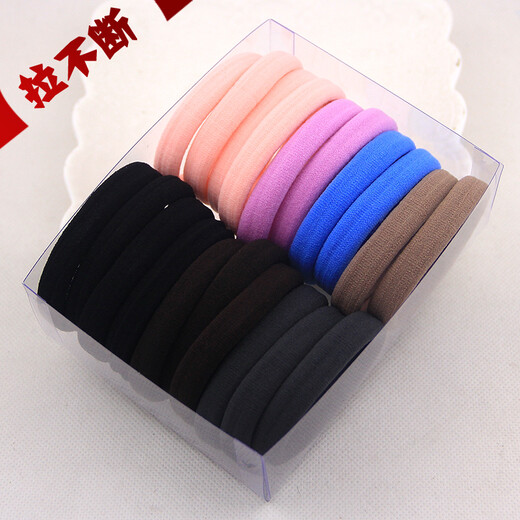 AiChoice Seamless Rubber Band Korean Durable Hair Rope High Elasticity Hair Rope Women's Hair Tie Black Hair Accessories 2cm Widened Black 10 Straps in a Box
